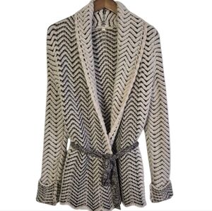Moth Anthropologie Filamentous Wool Blend Cardigan Chevron Size Medium